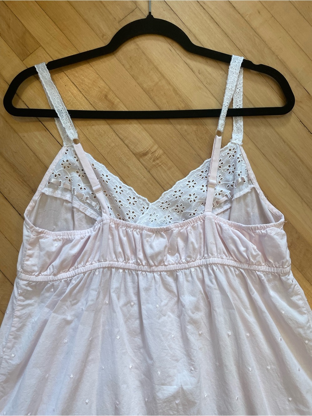 CHARTER CLUB Vintage Cotton Swiss Dot Eyelet Baby Doll Nightgown Slip Pink - Picture 7 of 12